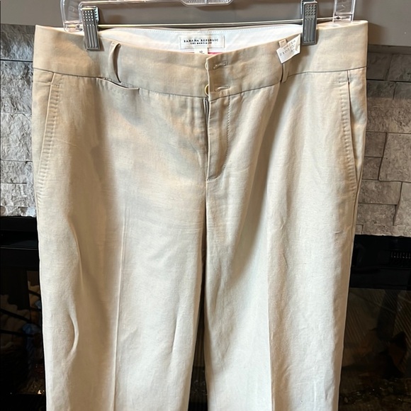 Banana Republic women's Light Tan linen blend straight leg pants size 10 - Picture 8 of 15